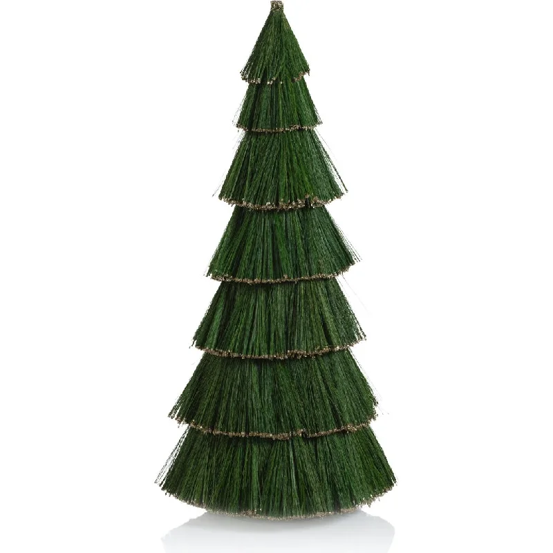 Green Tiger Grass Decorative Tree w/ Gold Glitter Trim