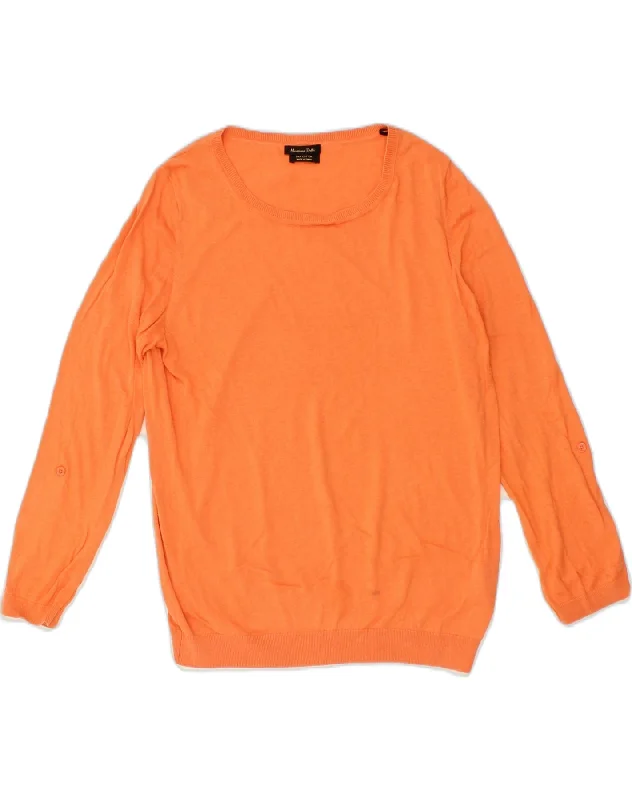 MASSIMO DUTTI Womens Crew Neck Jumper Sweater UK 68 Large Orange Cotton