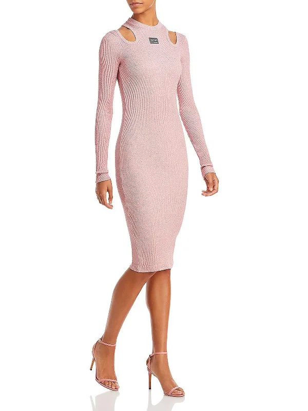 Womens Ribbed Knit Midi Sweaterdress