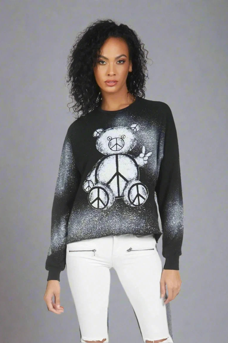 Lauren Moshi Lee Peace Teddy Crew Sweater