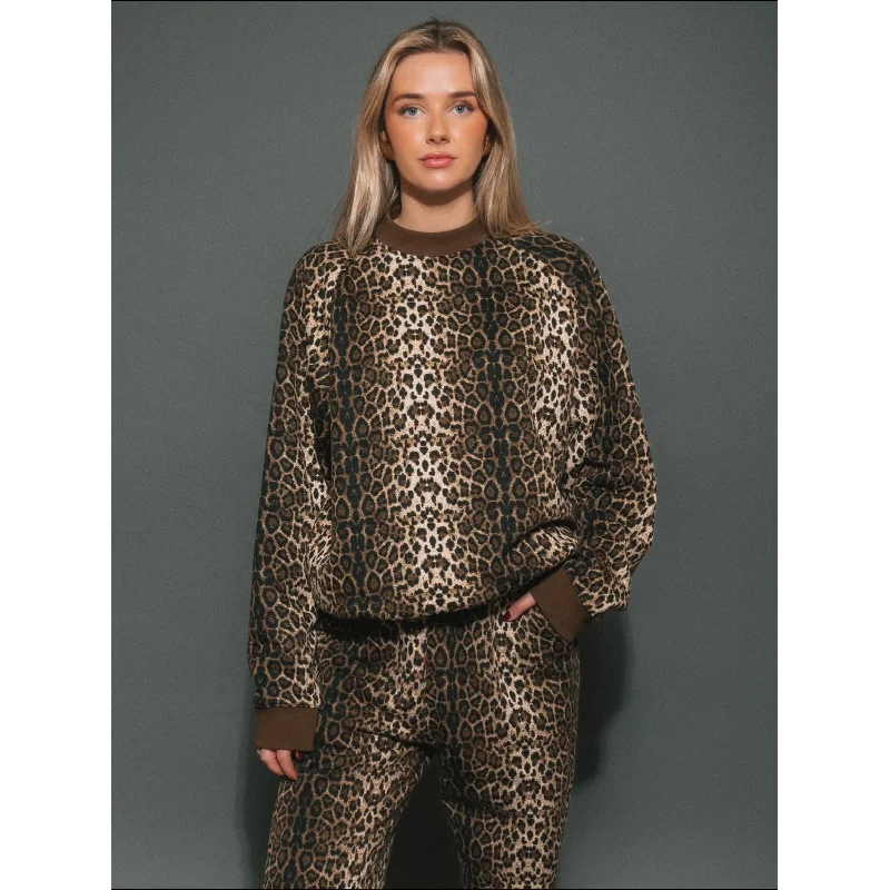 Brunette the Label Leopard Print Perfect Crew