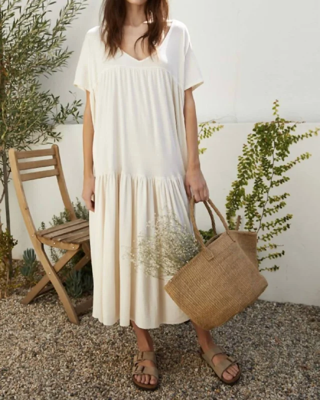 Cotton Poly Jersey Oversized Maxi Dress In Ivory