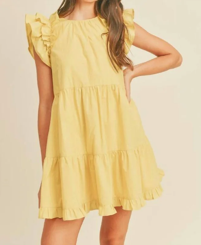 Colt Flutter Sleeve Mini Dress In Yellow