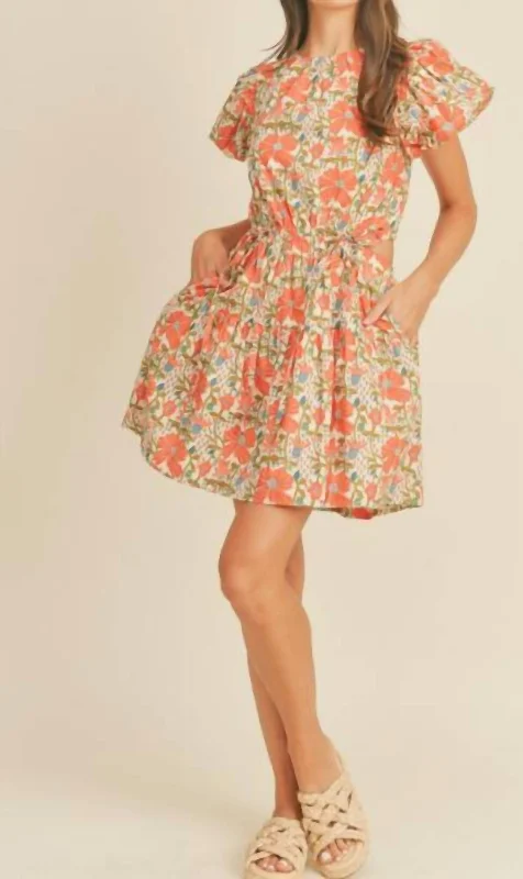 Wells Floral Dress In Dusty Pink Floral