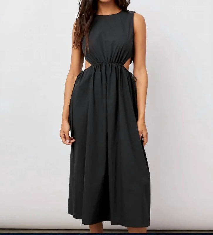 Yvette Cutout Poplin Midi Dress In Black