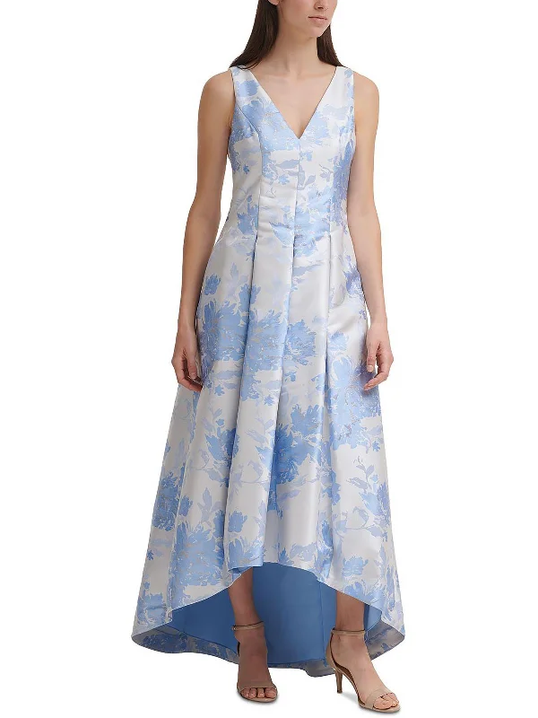 Womens Floral Print Maxi Evening Dress