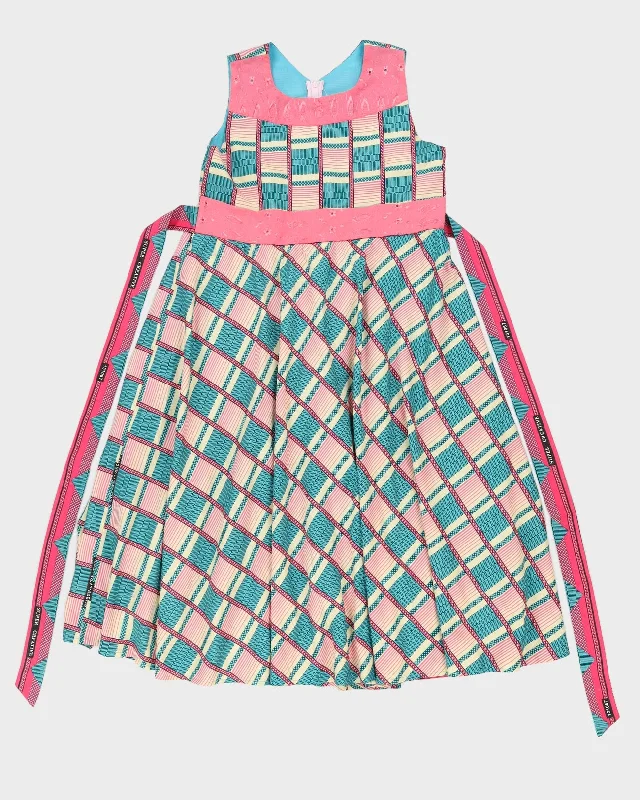 Handmade Blue And Pink Swing Dress - S