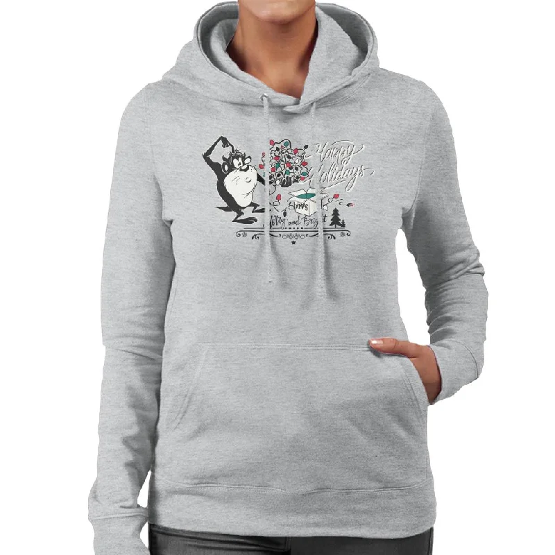 Looney Tunes Christmas Taz Happy Holiday Women's Hooded Sweatshirt