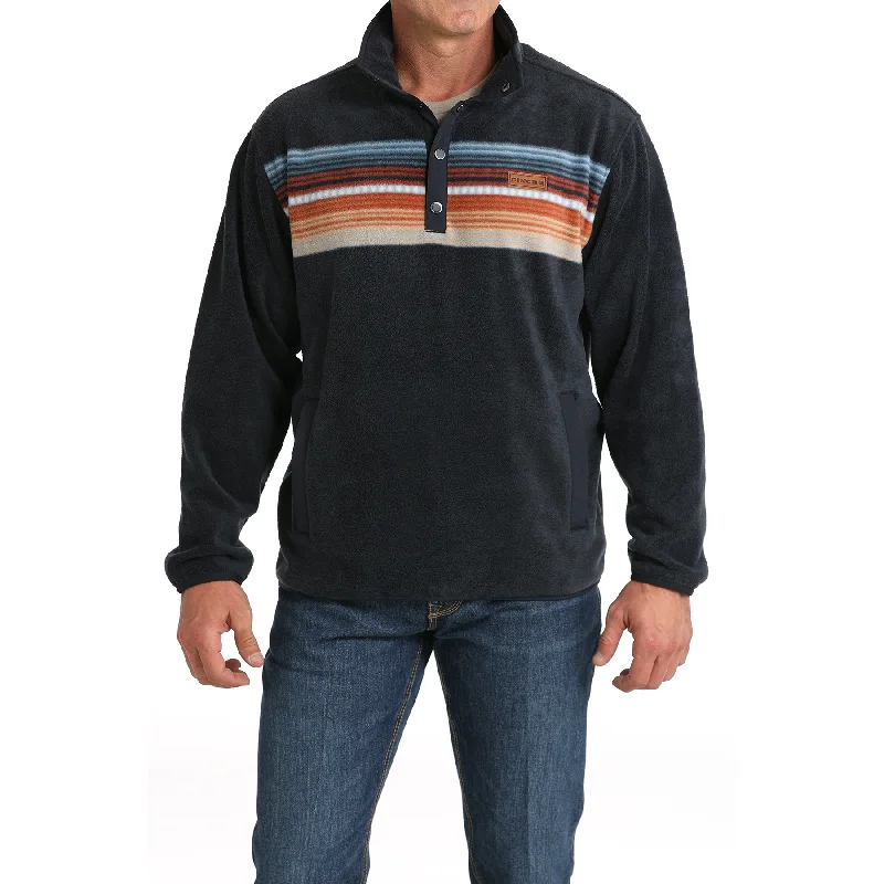 Cinch Men's Navy Striped Polar Fleece Pullover Sweatshirt MWK1912002