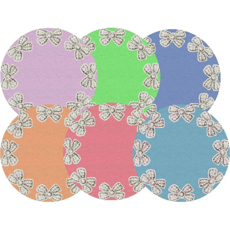 Pearl Bow Set 16" Round Pebble Placemat Set of 6