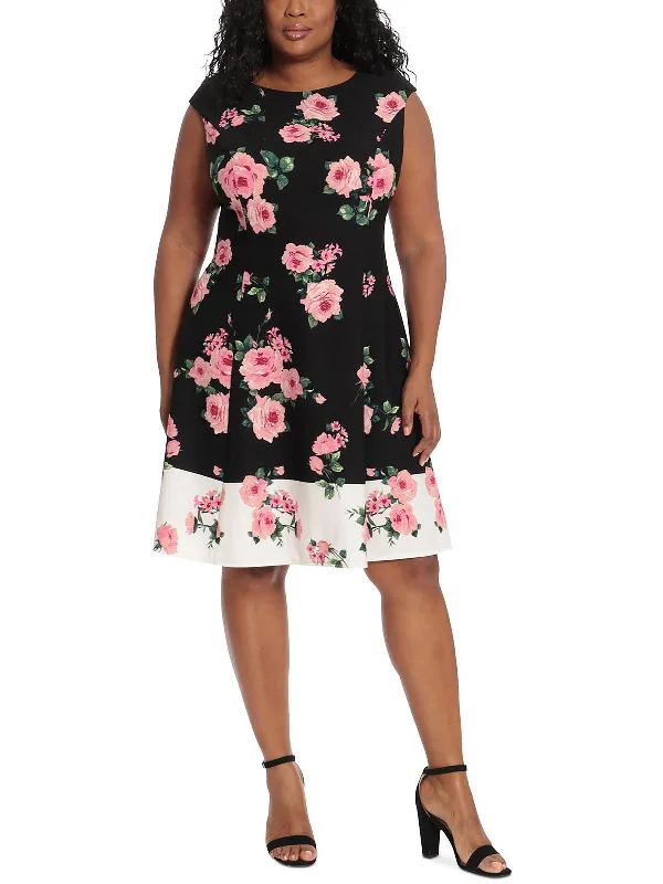 Plus    Womens Cocktail Midi Fit & Flare Dress