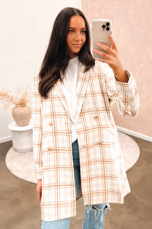 Kiah Coat Beige Check