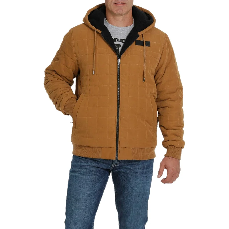 Cinch Men's Sherpa Lined Brown Canvas  Hooded Jacket MWJ1554001