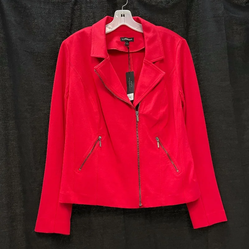 NWT Wmns LANE BRYANT Red Ponte Light Zip Up Moto Jacket Sz 20 MSRP$89.95