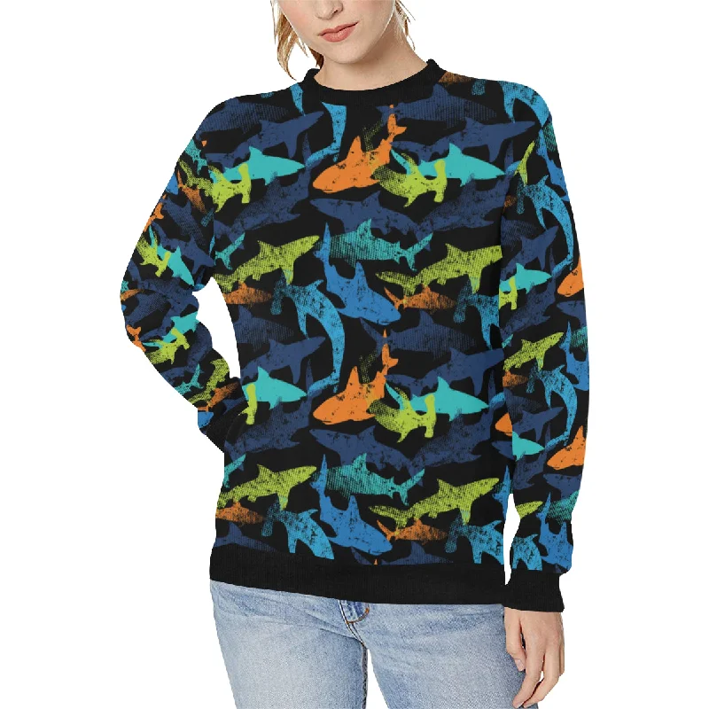 Colorful shark Women's Crew Neck Sweatshirt