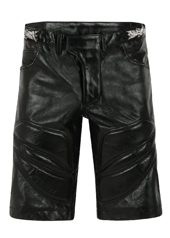 WINGED LOGO BIKER SHORTS (LEATHER )