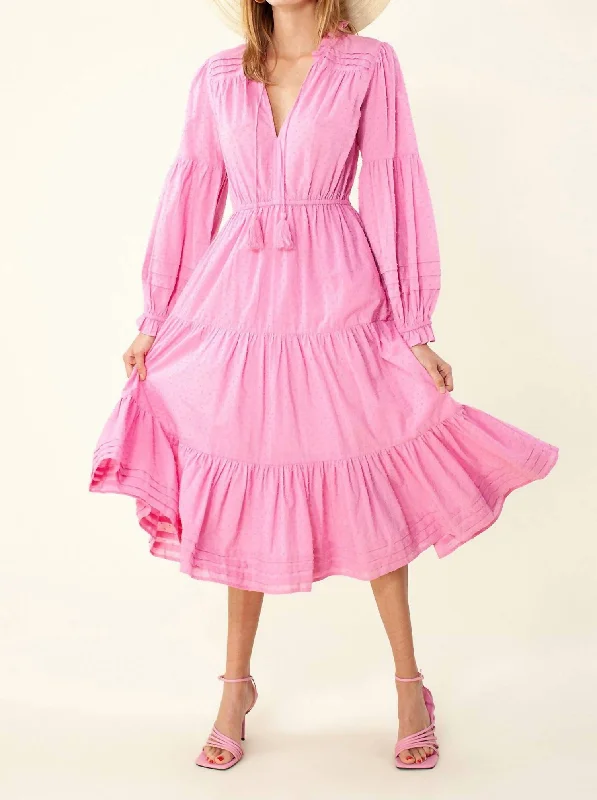 Solid Midi Dress In Pink