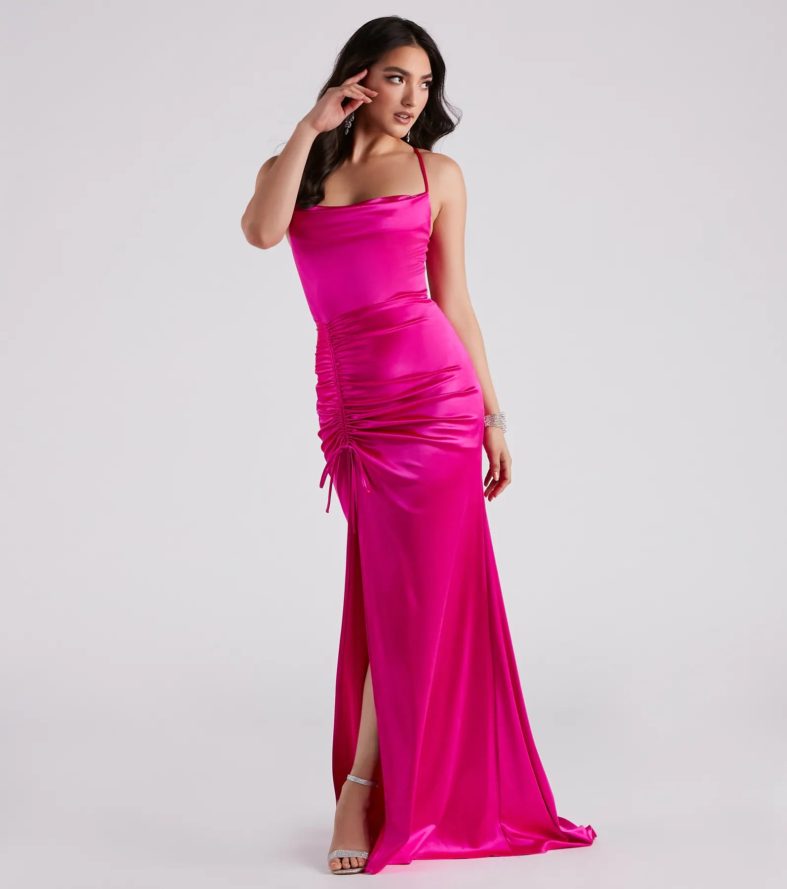 Serenity Ruched Satin Formal Dress