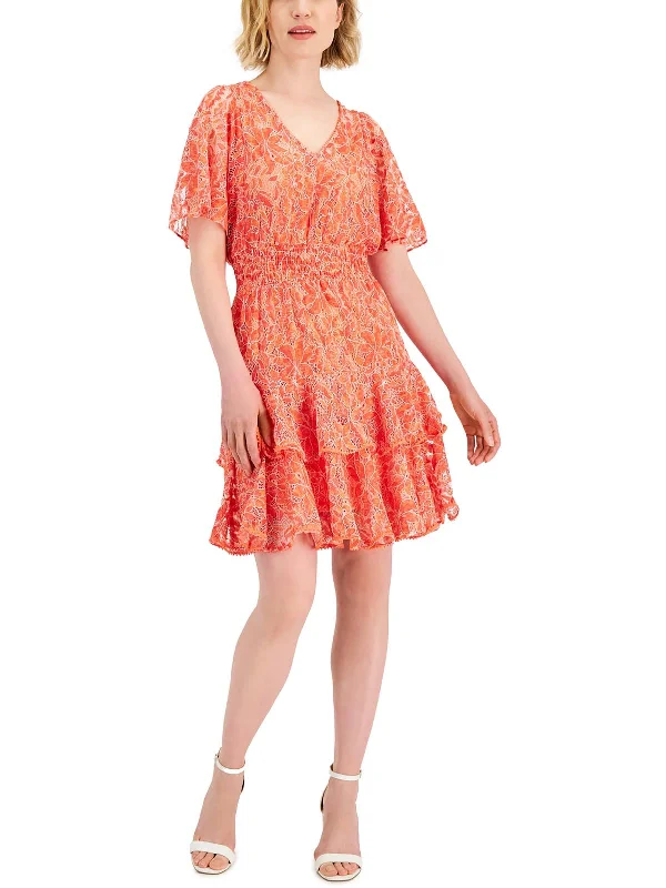 Womens Lace Mini Fit & Flare Dress