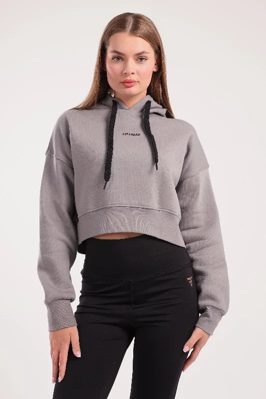 Boxy Cropped Basic Hoodie (40026) - Fit Freak