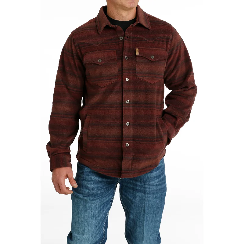 Cinch Men's Red Western Striped Shirt Jacket MWJ1580003