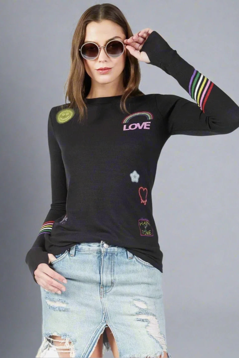 Lauren Moshi Mckinley Neon Signs Thermal Top