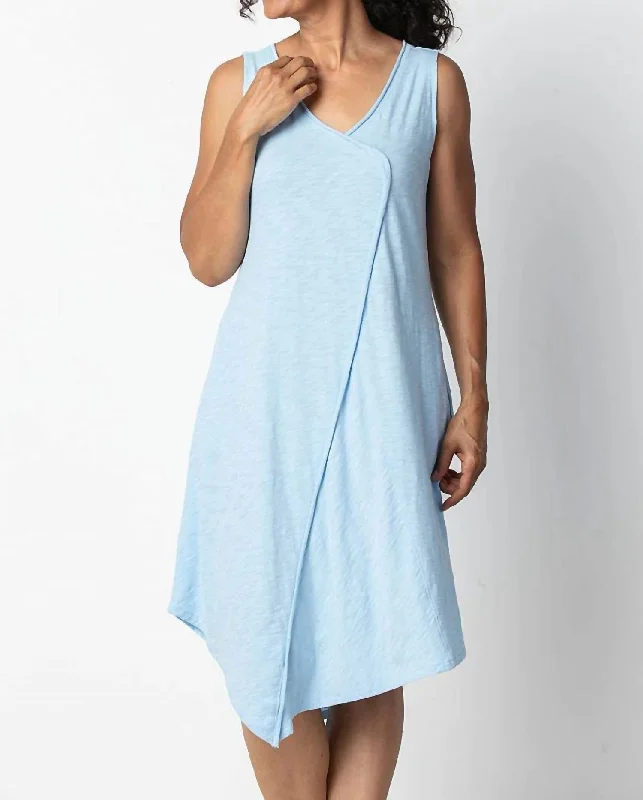 Cotton Pebble Tank Dress In Sky