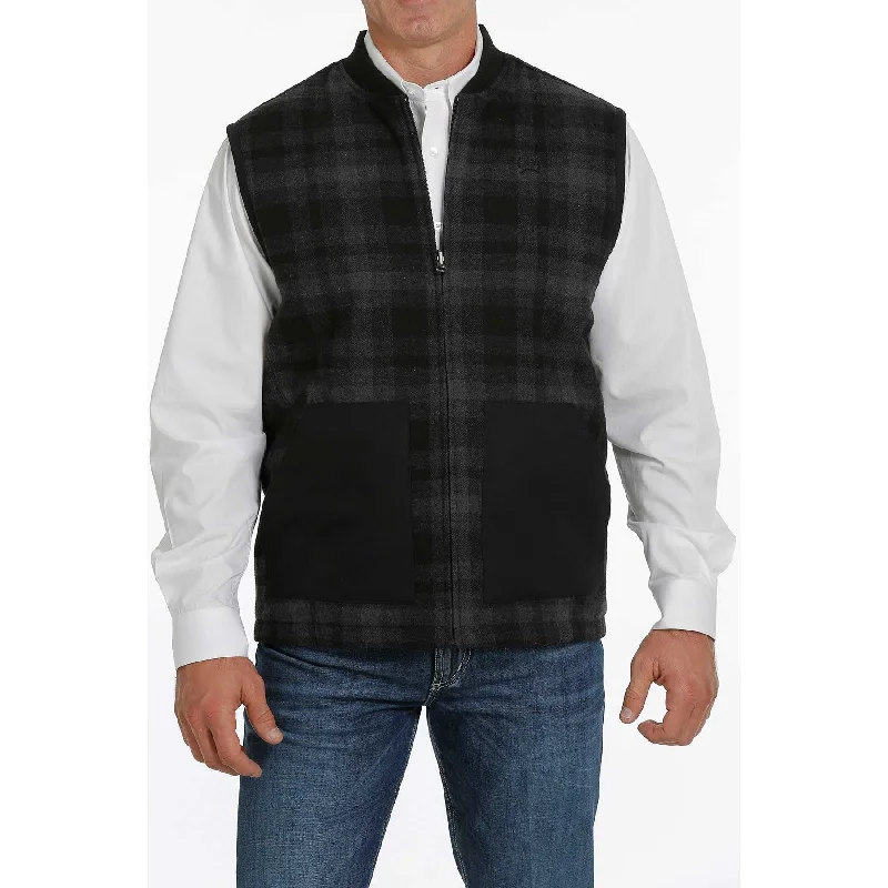 Cinch Men's Reversible Black Plaid Vest MWV1556001