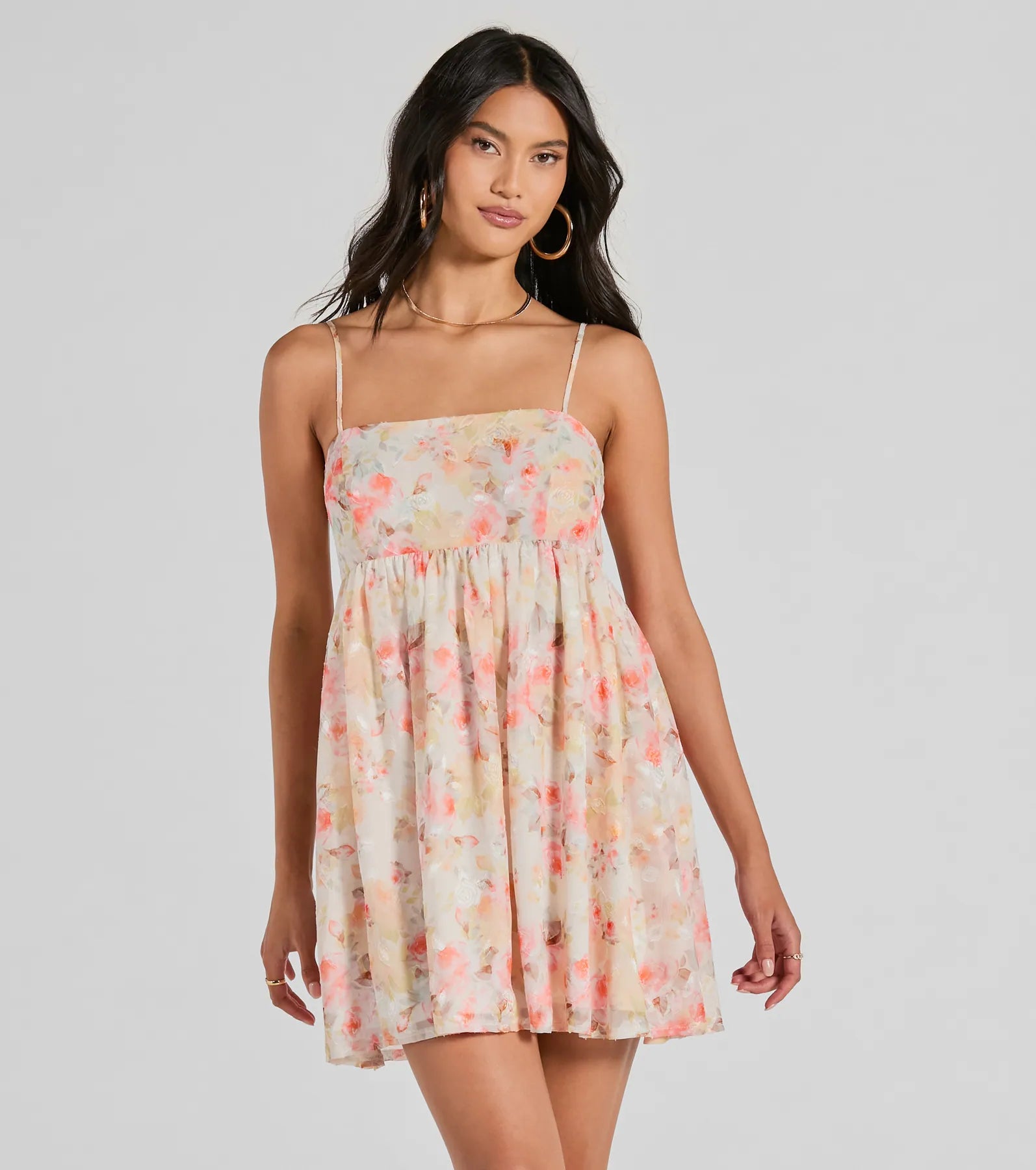 Secret Garden Floral Chiffon Babydoll Dress