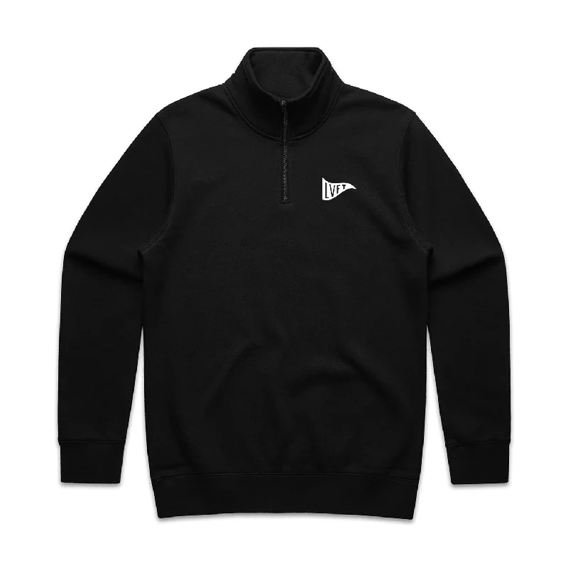 Flag Post Quarter Zip - Black