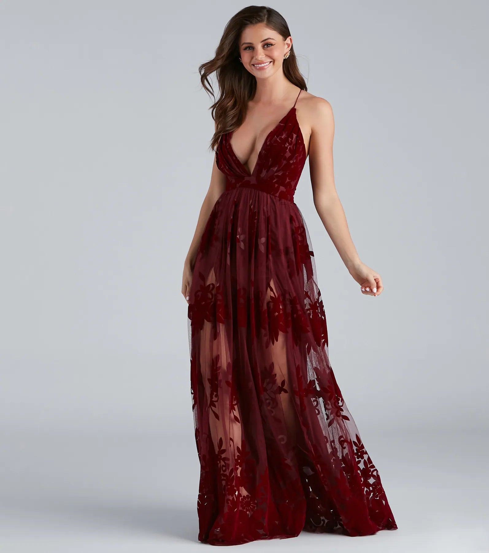 Morgan Formal Flocked Velvet Dress