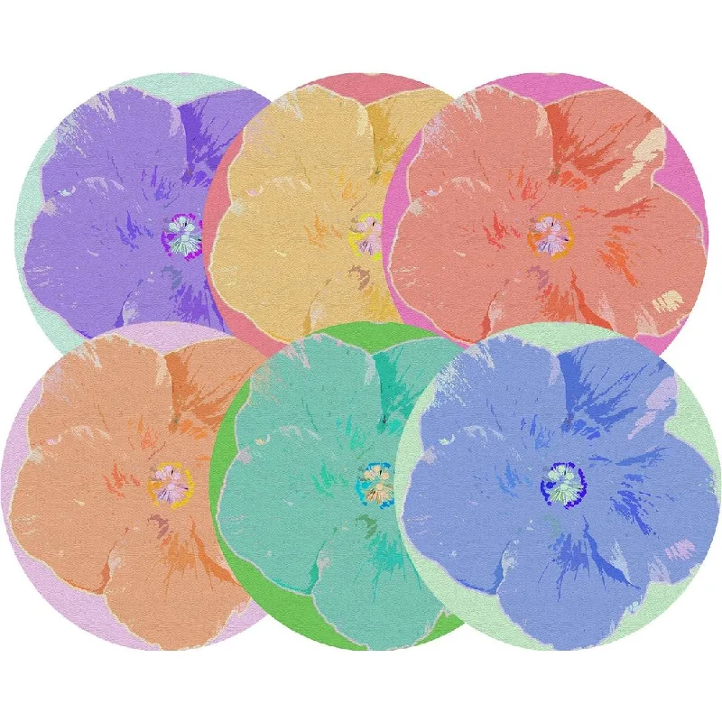 Hibiscus Set 16" Round Pebble Placemat Set of 6