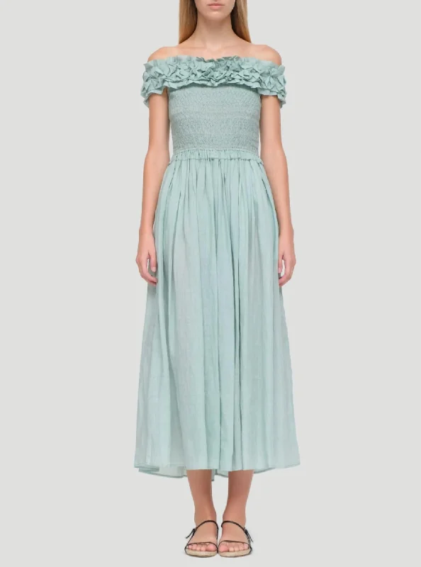 Frida Solid Strapless Dress In Mint