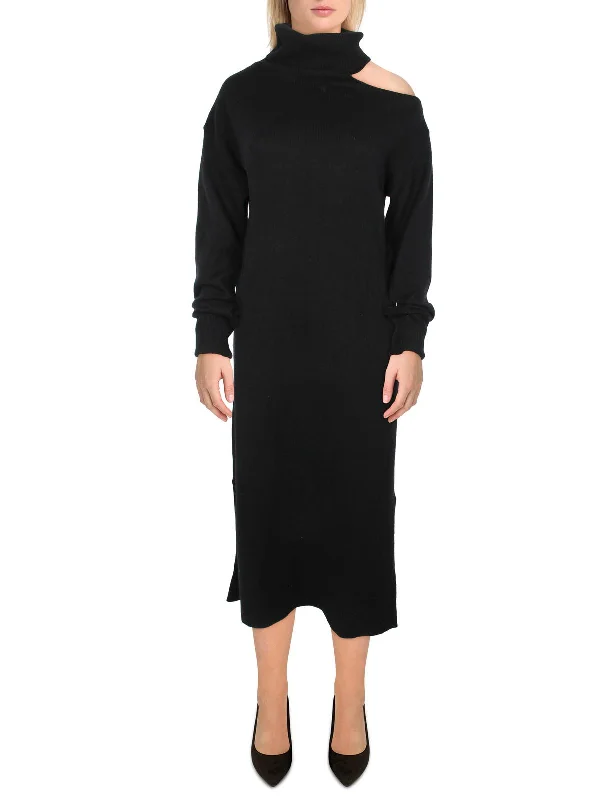 Raundi Womens Wool Blend Cold Shoulder Sweaterdress