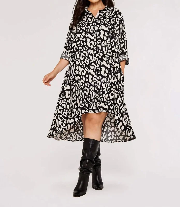 Curve Cheetah Shirt Dress In Stone