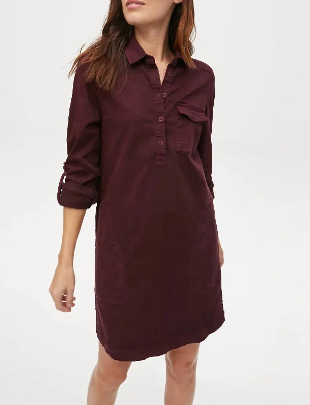 Eleanor Linen Shirt Dress In Plum