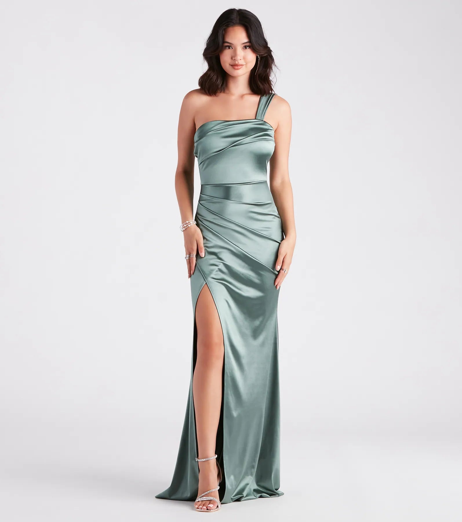 Kathie Formal Satin One-Shoulder Dress