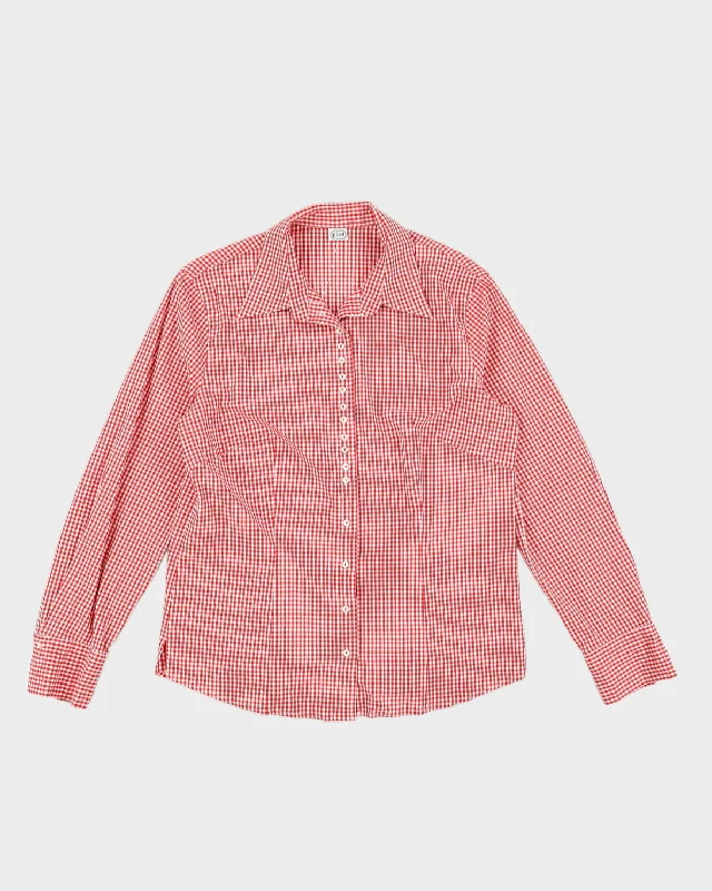 Vintage 1980s Red and White Gingham Western Shirt - S