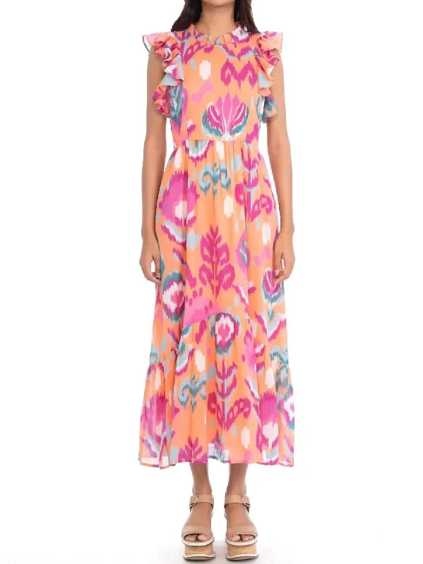 Hannah Dress In Ikat Floral Spice