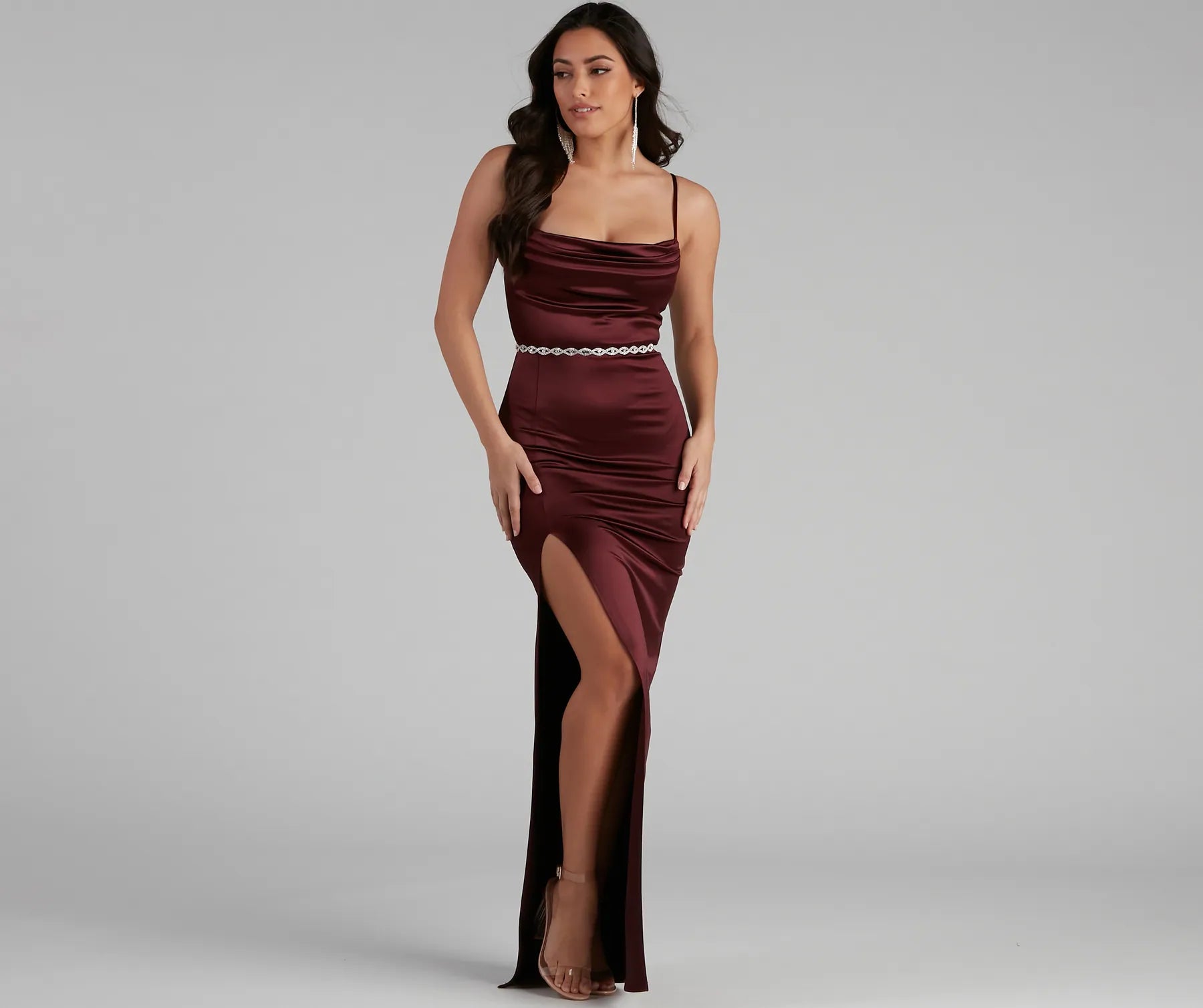 Lala High Slit Satin Formal Dress