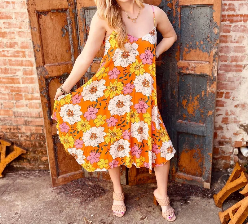 Spring Garden Dress In Orange