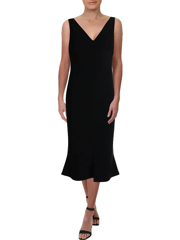 Aradene Womens V-Neck Cocktail Midi Dress