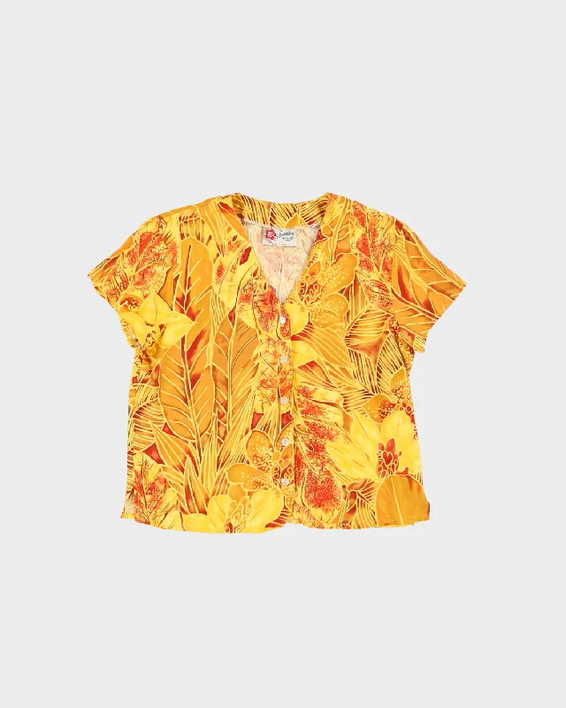 Yellow Patterned Hawaiian Blouse - S