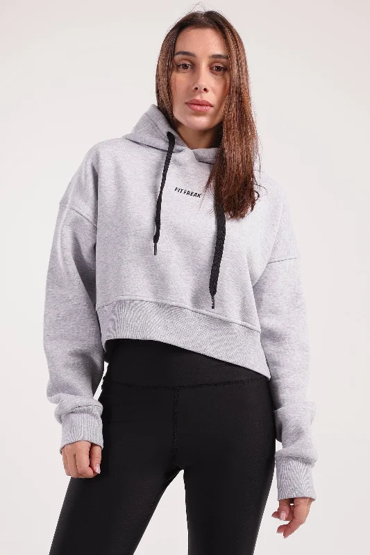 Boxy Cropped Basic Hoodie (40029) - Fit Freak