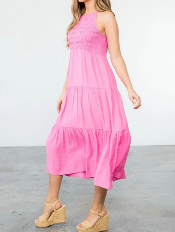 Smocked Maxi Dress In Pink