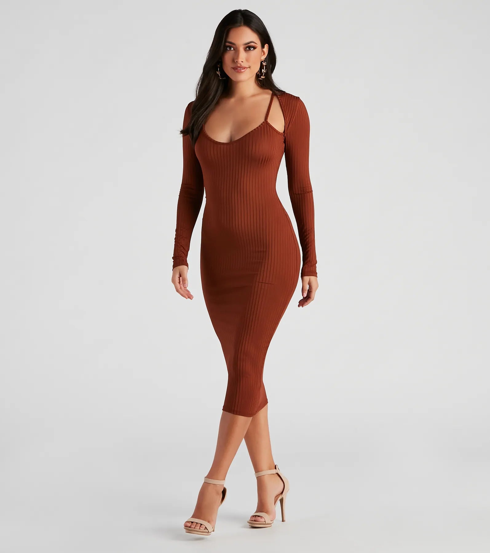 Effortless Everyday Ribbed Knit Midi Dress