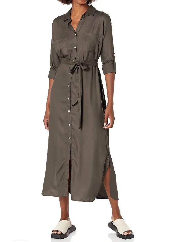 Mel Buttondown Dress In Grey