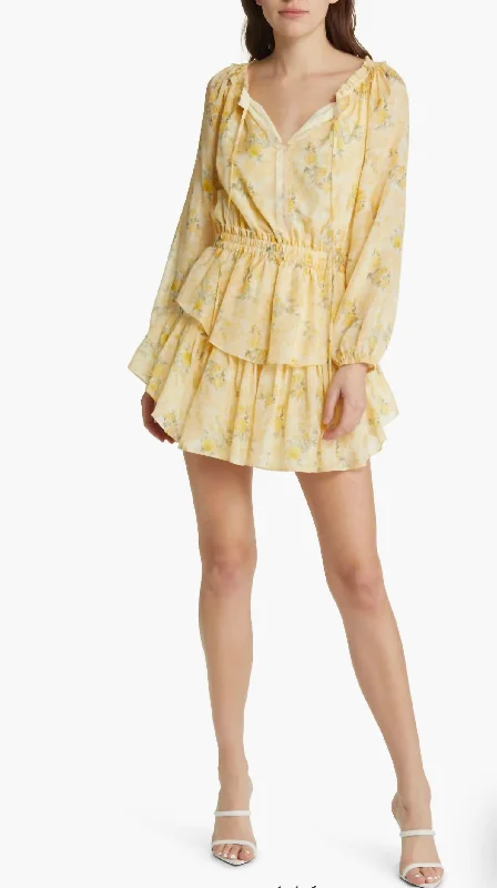 Popover Dress Ld256-1420 In Lemon Daydreamer