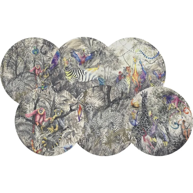 Arcadia Pattern Mix 16" Round Pebble Placemats, Set Of 6