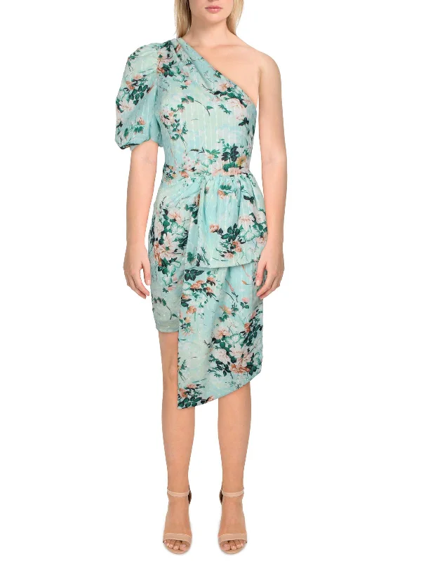 Womens Floral-Print Midi Sheath Dress